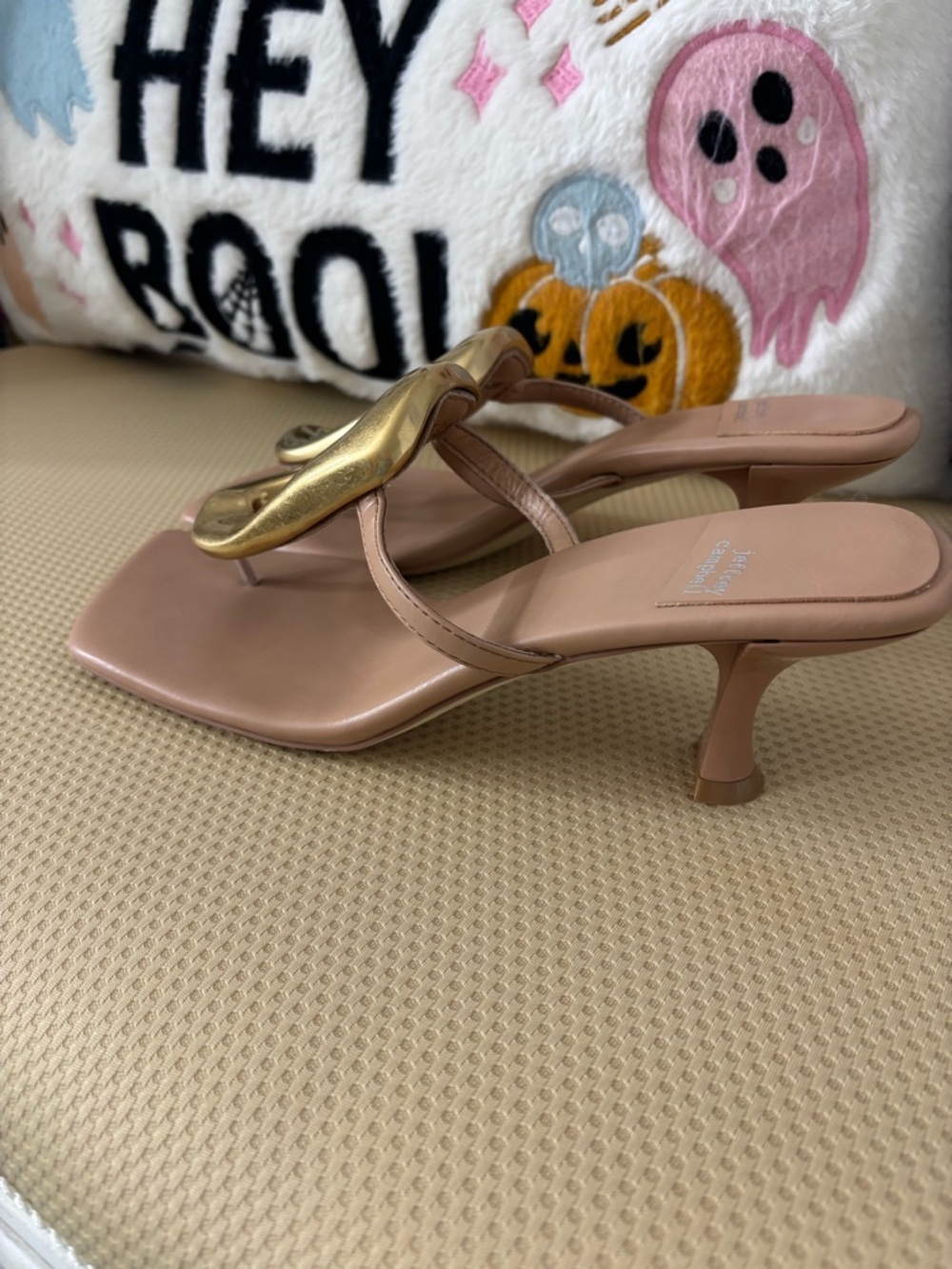 Jeffrey Campbell Nude Sandals with Gold Accent - Picture 5 of 6